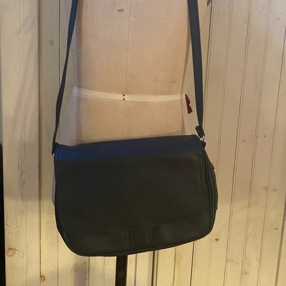 Black Crossbody Bag with Gold Accents